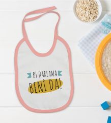 BK Kids Darlama Beni Tasarımlı Pembe Bebek Mama Önlüğü-1