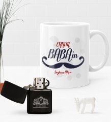 Kişiye Özel Canım Babam Benzinli Çakmak ve Kupa Seti-10