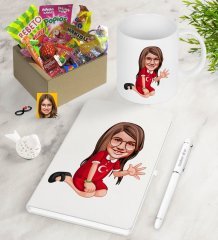 Kişiye Özel Kız Çocuk Karikatürlü Nostaljik Lezzetler Defter Kalem Kupa Hediye Seti-2