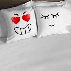 Kişiye Özel İkili Relax & Shy Beyaz Yastık Kılıfı