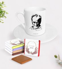 Kişiye Özel Atatürk Temalı Türk Kahvesi Fincanı ve Çikolata Hediye Seti-13