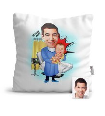 Kişiye Özel Bay Ebe Karikatür Saten Yastık - 1