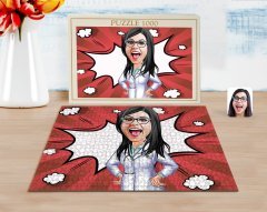 Kişiye Özel Kadın Doktor Karikatürlü 1000 Parça Profesyonel Puzzle-1