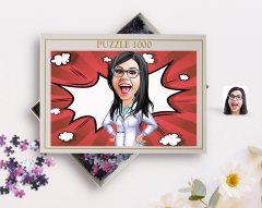 Kişiye Özel Kadın Doktor Karikatürlü 1000 Parça Profesyonel Puzzle-1