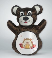 BK Gift Sevimli Kirpi Tasarımlı Kahverengi Ayıcık Yastık-5