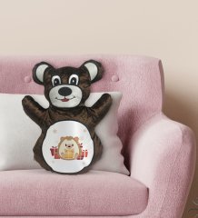 BK Gift Sevimli Kirpi Tasarımlı Kahverengi Ayıcık Yastık-5