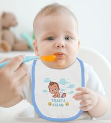 BK Kids Trakya Kızanı Tasarımlı Mavi Bebek Body Zıbın ve Mama Önlüğü Hediye Seti-1