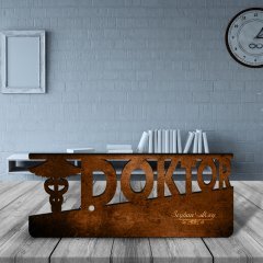 Kişiye Özel Mesleki Doktor Ahşap Masa İsimliği (Model E10)