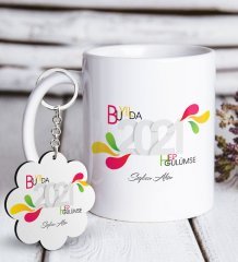 BK Gift Kişiye Özel 2023 Bu Yılda Hep Gülümse Beyaz Kupa ve Anahtarlık Hediye Seti-1