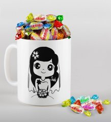 Kişiye Özel Sevgililer Günü Beyaz Kupa ve Haribo Şeker Hediye Seti-97