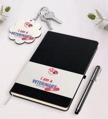 Kişiye Özel Veteriner Hekim Siyah Defter Kalem Ve Anahtarlık Hediye Seti-1