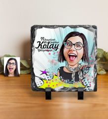 Kişiye Özel Bayan Karikatürlü Dekoratif Doğal Taş - 8