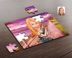 Kişiye Özel Kadın Kuaför Karikatürlü Ahşap Puzzle-2