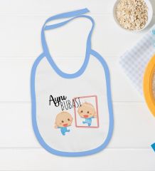 BK Kids Aynı Bubası Tasarımlı Mavi Bebek Body Zıbın ve Mama Önlüğü Hediye Seti-1