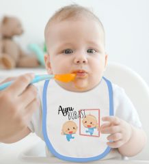 BK Kids Aynı Bubası Tasarımlı Mavi Bebek Body Zıbın ve Mama Önlüğü Hediye Seti-1