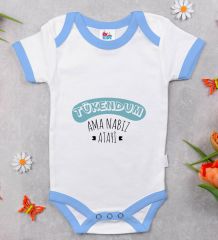 BK Kids Tükendüm Tasarımlı Mavi Bebek Body Zıbın-1