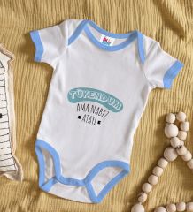 BK Kids Tükendüm Tasarımlı Mavi Bebek Body Zıbın-1