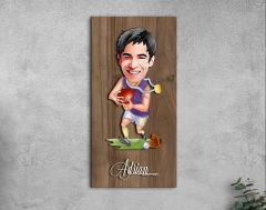 BK Gift Kişiye Özel Amerikan Futbolcusu Karikatürlü Kabartma Figürlü Ahşap Tablo-11,  Arkadaşa Hediye, Sevgiliye Hediye, Duvar Dekoru