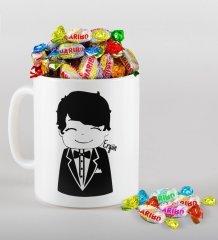 Kişiye Özel Sevgililer Günü Beyaz Kupa ve Haribo Şeker Hediye Seti-96