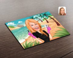 Kişiye Özel Kadın Güzellik Uzmanı Karikatürlü Ahşap Puzzle-3