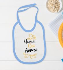 BK Kids Yesun Oni Annesi Tasarımlı Mavi Bebek Body Zıbın ve Mama Önlüğü Hediye Seti-1