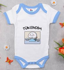 BK Kids Tükendim Tasarımlı Mavi Bebek Body Zıbın-1