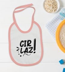 BK Kids Cırlaz Tasarımlı Pembe Bebek Mama Önlüğü-1