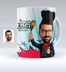 Kişiye Özel Bay Master Chef Karikatürlü Beyaz Kupa Bardak - 3