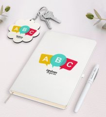 Kişiye Özel Öğretmen Beyaz Defter Kalem ve Anahtarlık Hediye Seti-4