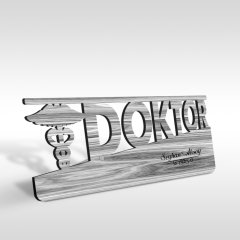Kişiye Özel Mesleki Doktor Ahşap Masa İsimliği (Model E8)
