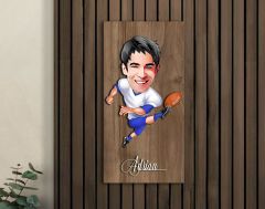 BK Gift Kişiye Özel Amerikan Futbolcusu Karikatürlü Kabartma Figürlü Ahşap Tablo-10,  Arkadaşa Hediye, Sevgiliye Hediye, Duvar Dekoru