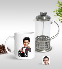 Kişiye Özel Godfather Baba Karikatürlü Kupa & French Press Seti-7