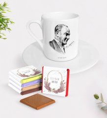 Kişiye Özel Atatürk Temalı Türk Kahvesi Fincanı ve Çikolata Hediye Seti-10