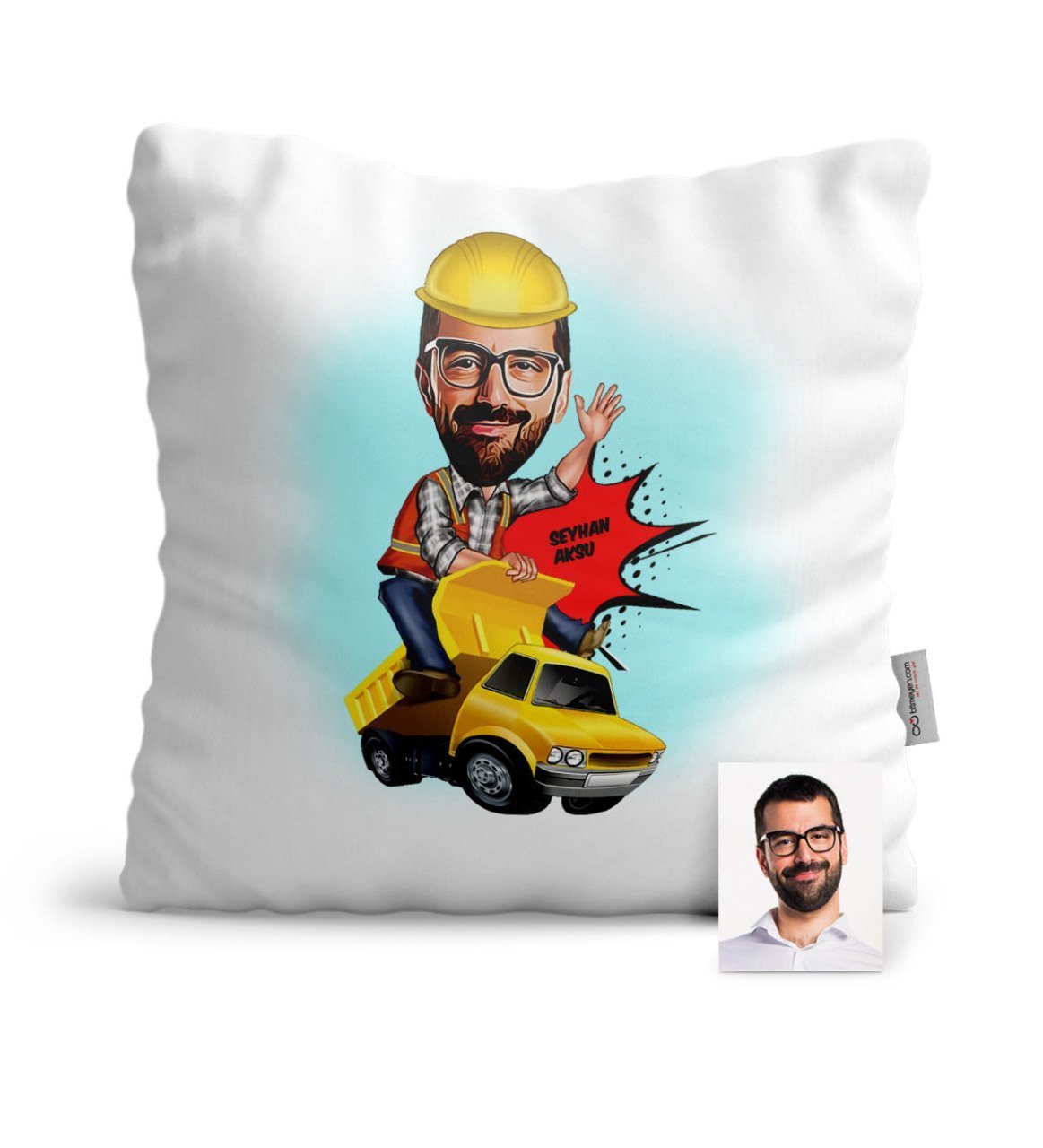 Kişiye Özel Bay Yol Mühendisi Karikatür Saten Yastık - 1