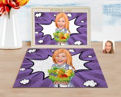 Kişiye Özel Kadın Diyetisyen Karikatürlü 1000 Parça Profesyonel Puzzle-1