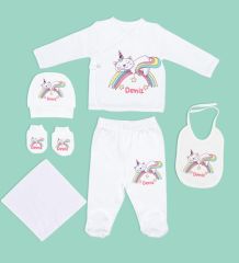 BK Kids Kişiye Özel Hastane Çıkışı, Bebek Kıyafeti, Yeni Doğan Bebek Hediyesi, 6 Parça Beyaz Bebek Elbise Giyim Seti-19