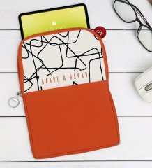 Kişiye Özel Sevgililer Fotoğraflı Taşınabilir Koruyucu Tablet Kılıfı & Organizer Çanta - Turuncu-1