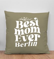 BK Gift Kişiye Özel İsimli Anneler Günü Tasarımlı Haki Kırlent Yastık, Anneye Hediye, Ev Dekorasyonu, Anneler Günü Hediyesi-1