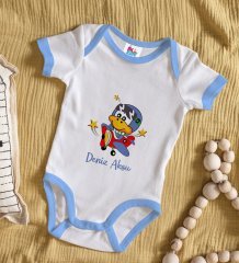 BK Kids Kişiye Özel Mavi Bebek Body Zıbın - Model 186