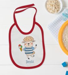 BK Kids Kişiye Özel İsimli Kırmızı Bebek Mama Önlüğü-22