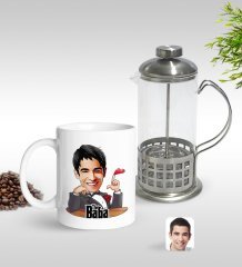 Kişiye Özel Godfather Baba Karikatürlü Kupa & French Press Seti-6