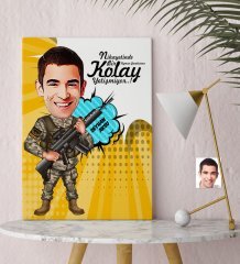 Kişiye Özel Bay Uzman Jandarma Karikatür Kanvas Tablo (30 x 50 cm.) - 1