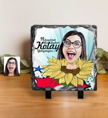 Kişiye Özel Bayan Karikatürlü Dekoratif Doğal Taş - 5