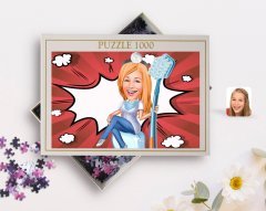 Kişiye Özel Kadın Diş Hekimi Karikatürlü 1000 Parça Profesyonel Puzzle-2