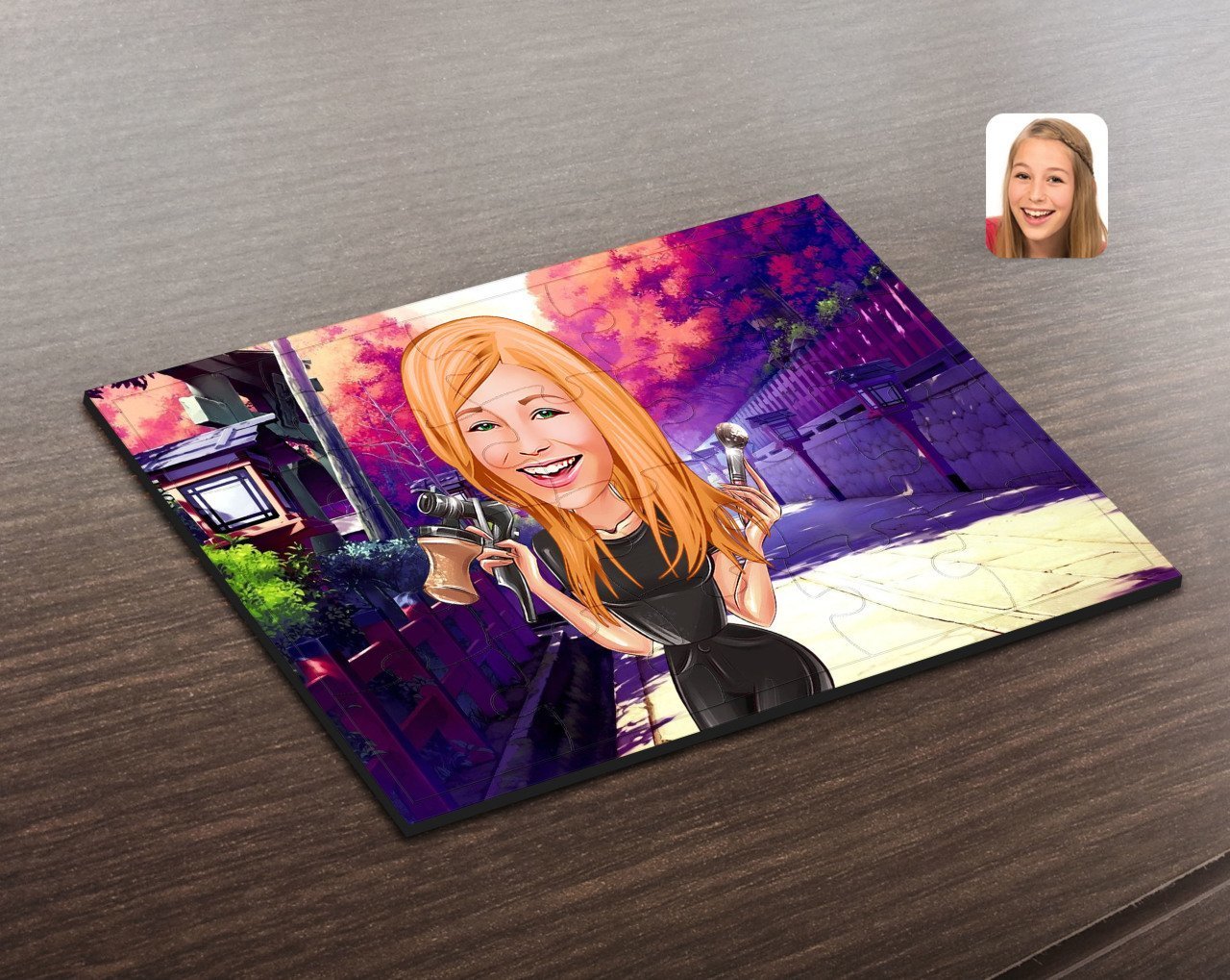Kişiye Özel Kadın Güzellik Uzmanı Karikatürlü Ahşap Puzzle-1