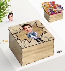 Kişiye Özel Ahşap Kutuda Bay Radyoloji Uzmanı Karikatürlü Nostaljik Lezzetler Hediye Seti