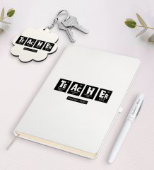 Kişiye Özel Öğretmen Beyaz Defter Kalem ve Anahtarlık Hediye Seti-2