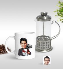 Kişiye Özel Godfather Baba Karikatürlü Kupa & French Press Seti-5