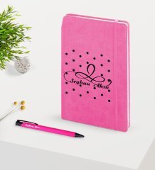 Kişiye Özel İsimli Pembe Defter & Kalem Seti-4