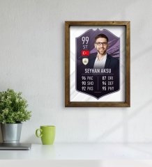 Kişiye Özel Doğal Masif Ahşap Çerçeveli Tablo 45x65cm Futbolcu Kartı-5